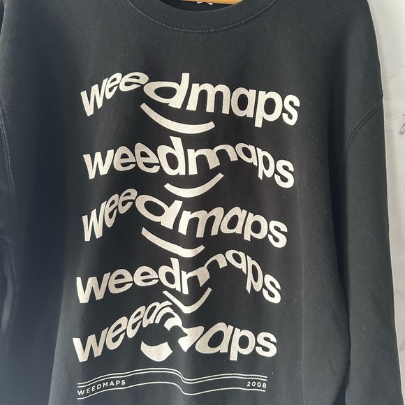WEEDMAPS LOGO PRINT SWEATSHIRT BLACK/WHITE XL - Picture 2 of 7